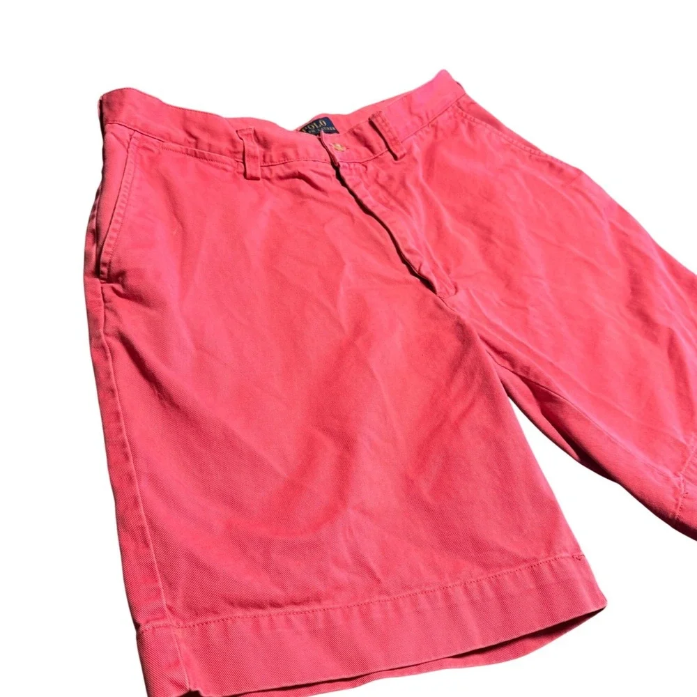 Polo Ralph Lauren Mens Salmon Pink Chino Shorts Size 35 Cotton Twill Classic Fit